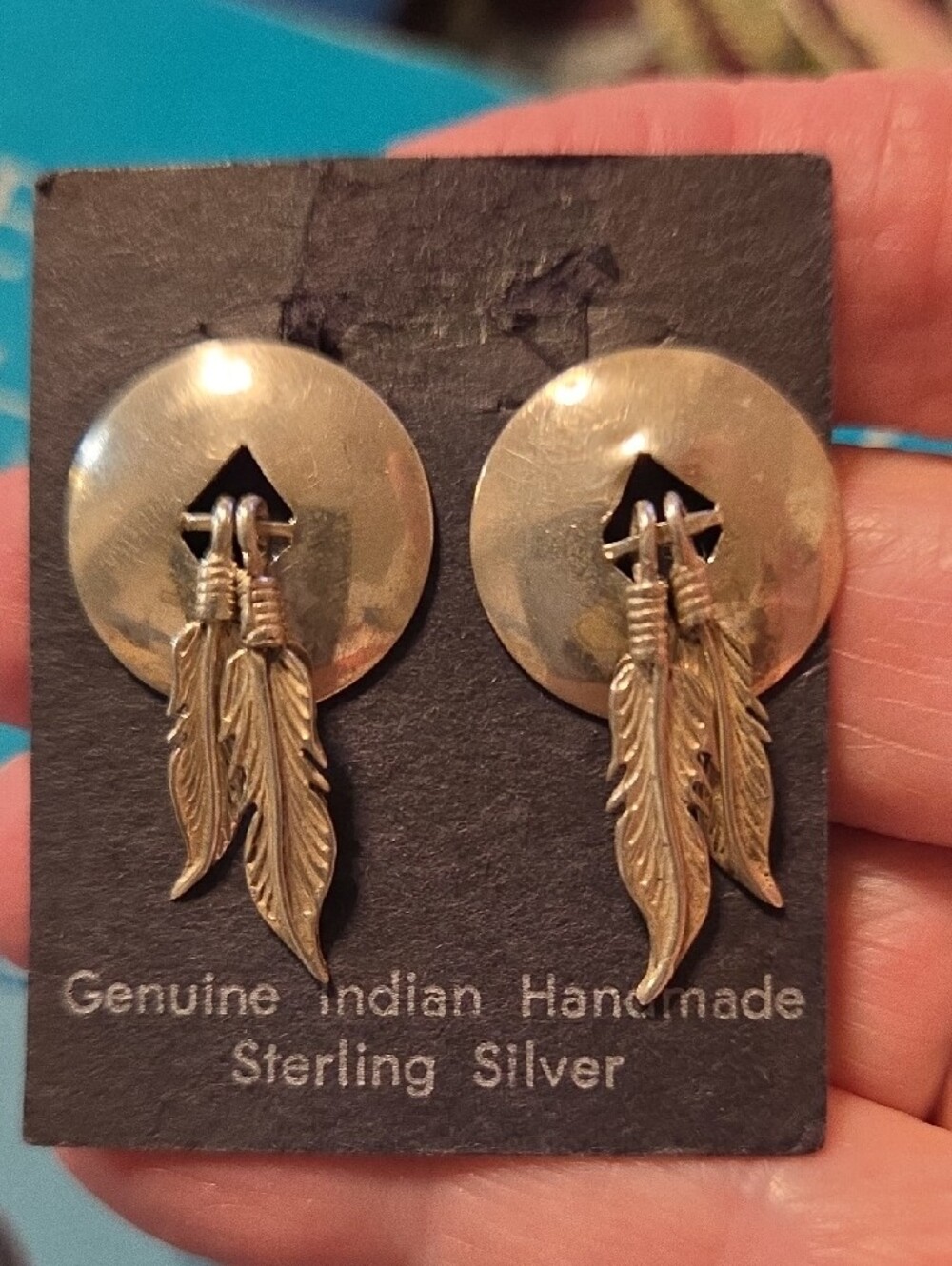 Sterling Silver Feather Drop Earrings - Silver Native Style